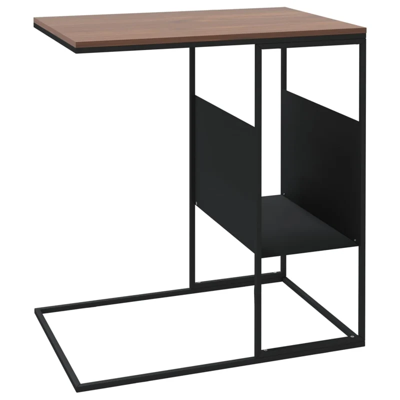Table d'appoint en forme de C bout de canapé 55 x 36 x 59,5 cm bois d'ingénierie marron et fer DEC040295