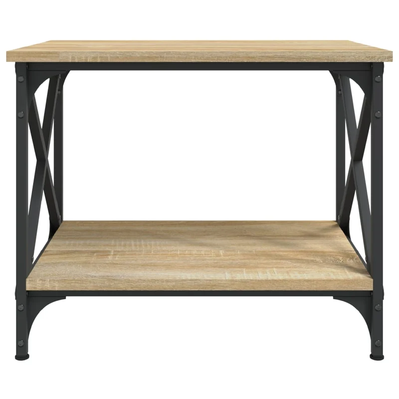 Table d'appoint avec étagère design industriel 55 x 38 x 45 cm bois d'ingénierie couleur chêne et acier DEC040279