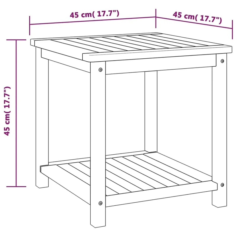 Table d'appoint en bois d'acacia massif 45 x 45 x 45 cm DEC040261