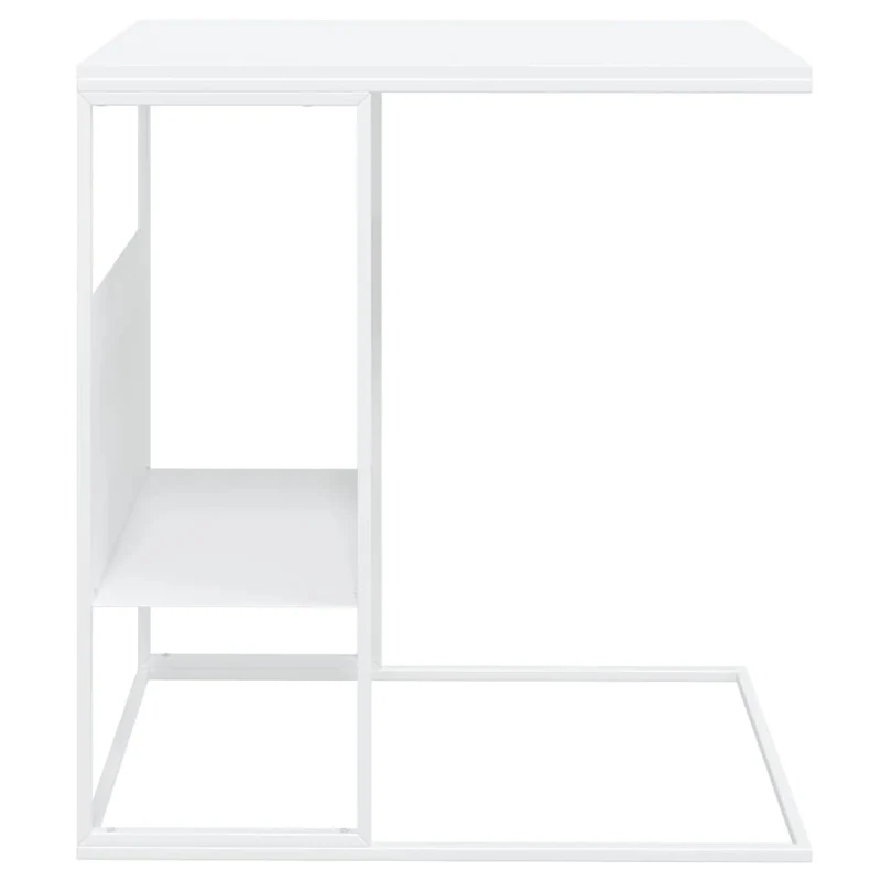 Table d'appoint en forme de C 55 x 36 x 59,5 cm bois d'ingénierie blanc et fer DEC040260