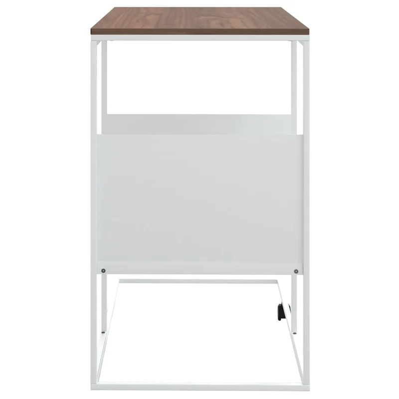 Table d'appoint en forme de C bout de canapé 55 x 36 x 59,5 cm bois d'ingénierie marron et fer blanc DEC040259