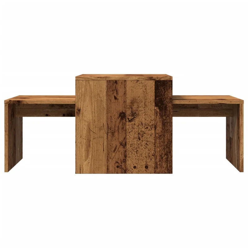 Lot de 2 tables d'appoint gigognes 100 x 48 x 40 cm bois d'ingénierie marron effet vieilli DEC040202