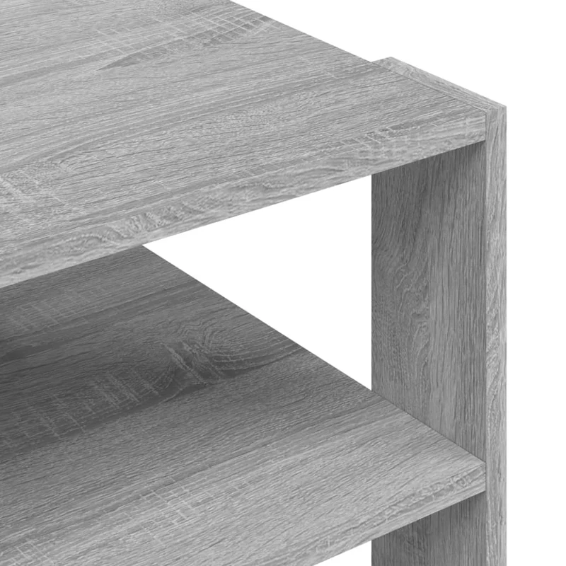 Table basse avec étagères 59,5 x 59,5 x 40 cm bois d'ingénierie gris DEC040052