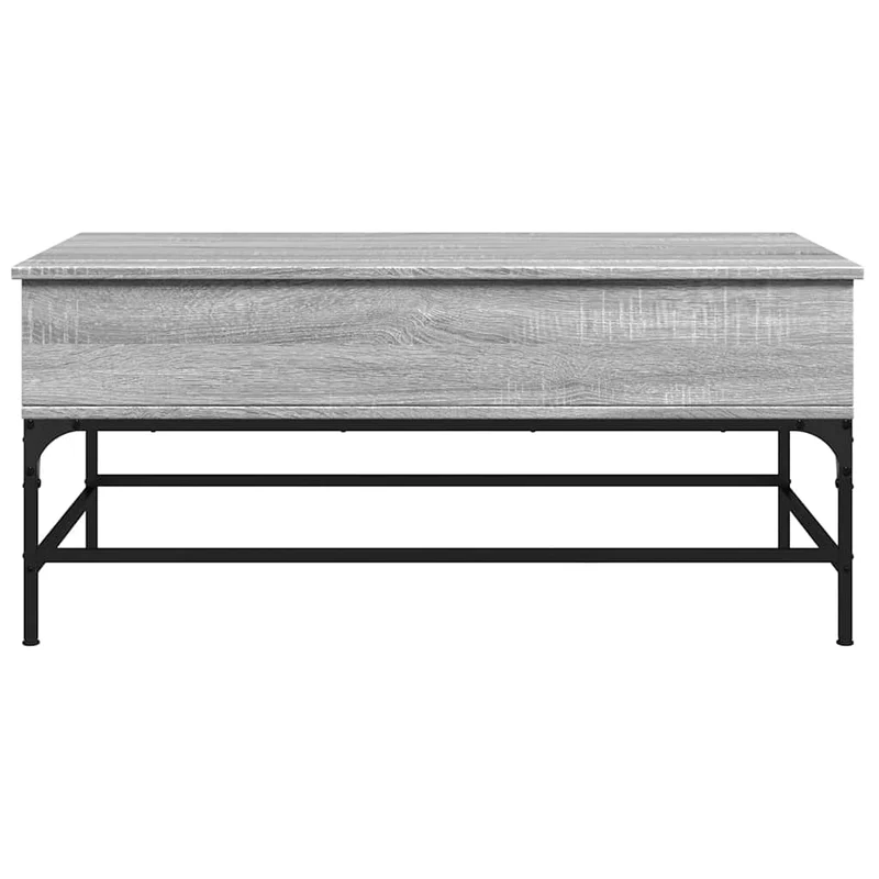 Table basse avec compartiment de rangement 100 x 50 x 45 cm bois d'ingénierie gris et métal DEC039954