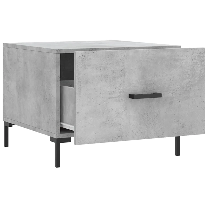 Table basse avec tiroir design moderne et contemporain 50 x 50 x 40 cm bois d'ingénierie gris et fer DEC039294