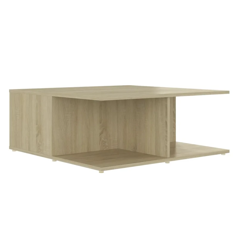 Table basse avec compartiments de rangement et tiroirs design moderne 80 x 80 x 31 cm bois d'ingénierie blanc et chêne DEC038194