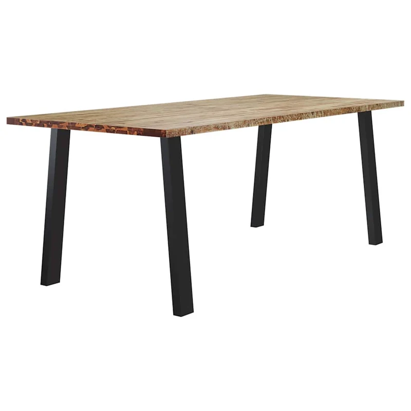 Table de salle à manger design rustique industriel 200 x 90 x 75 cm bois d'acacia et acier DEC036743