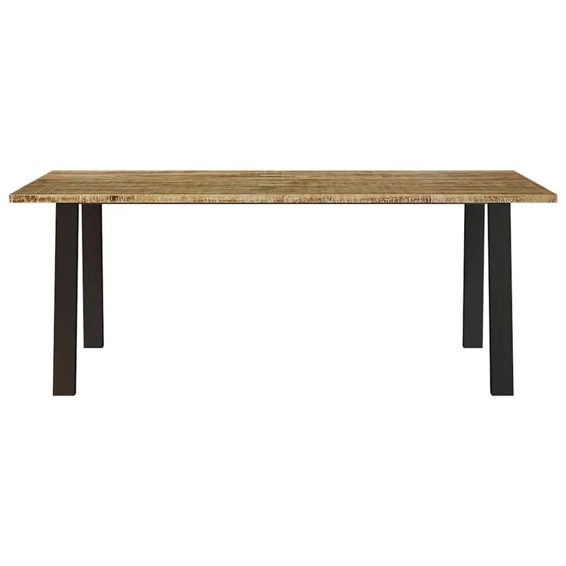 Table de salle à manger design rustique industriel 200 x 90 x 75 cm bois d'acacia et acier DEC036743