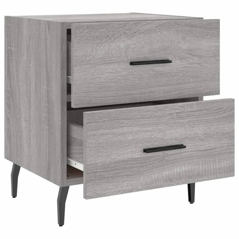 Table de chevet avec tiroirs 40 x 35 x 47,5 cm bois d’ingénierie gris et fer DEC034613