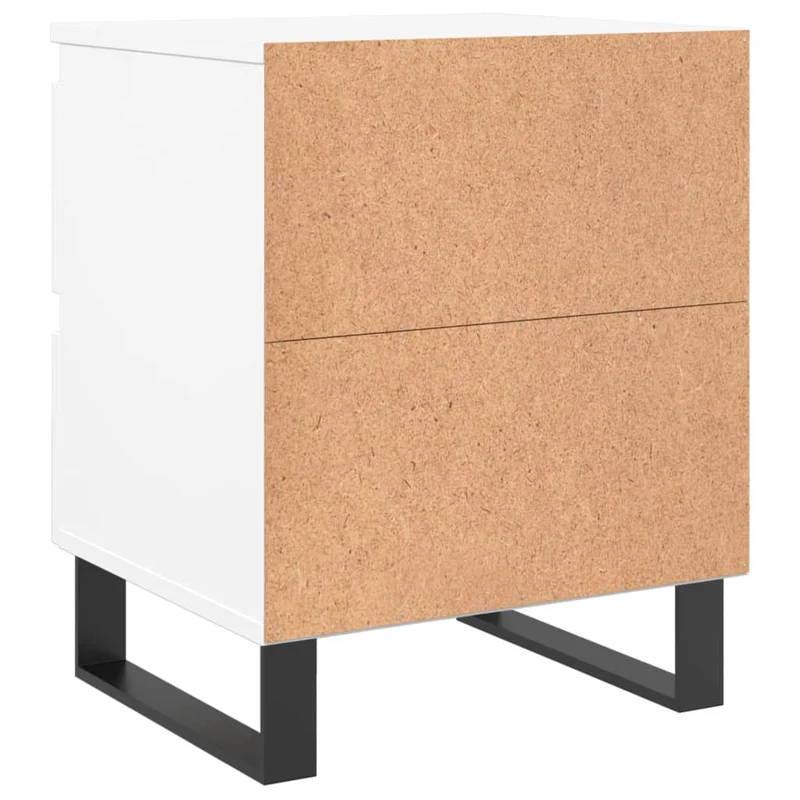 Table de chevet avec deux tiroirs 40 x 35 x 50 cm bois d’ingénierie blanc et fer DEC033372