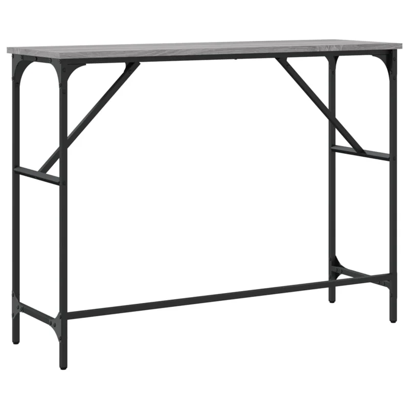 Table console 100 x 32 x 75 cm bois d'ingénierie gris et métal DEC032194