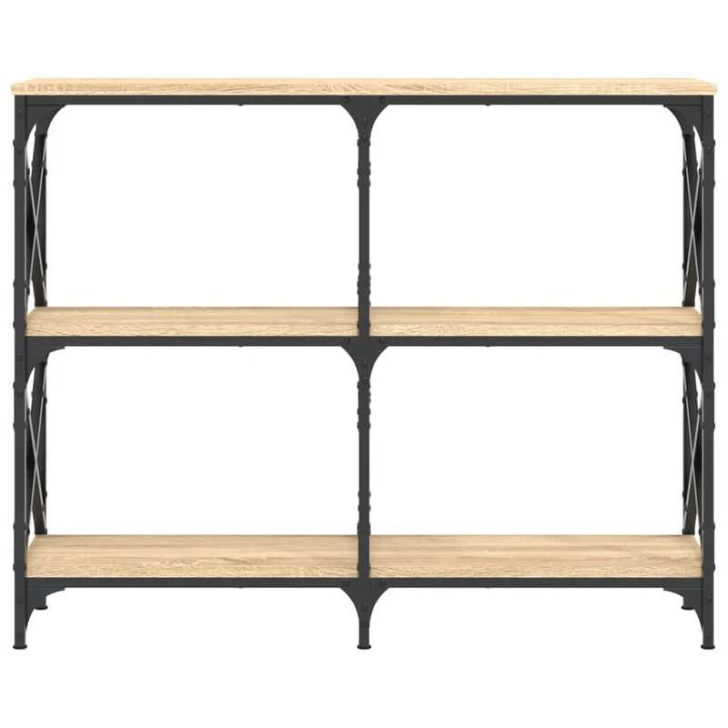 Table console style industriel avec 3 étagères 100 x 28 x 80,5 cm bois d'ingénierie couleur chêne et acier DEC031901