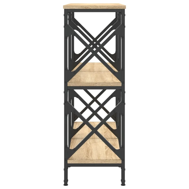 Table console style industriel avec 3 étagères 100 x 28 x 80,5 cm bois d'ingénierie couleur chêne et acier DEC031901