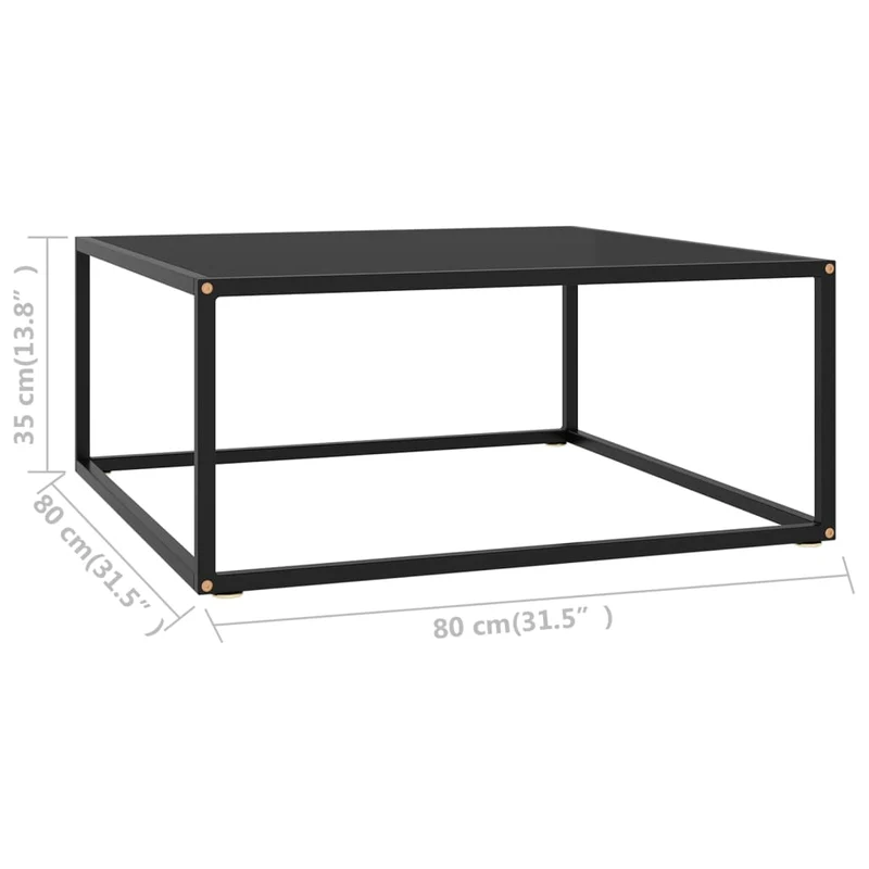 Table basse design moderne et contemporaine avec verre 80 x 80 x 35 cm noir DEC039882