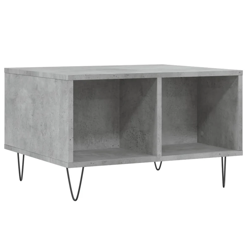 Table basse aec 4 compartiments design industriel moderne 60 x 50 x 36,5 cm bois d'ingénierie gris et métal DEC039321
