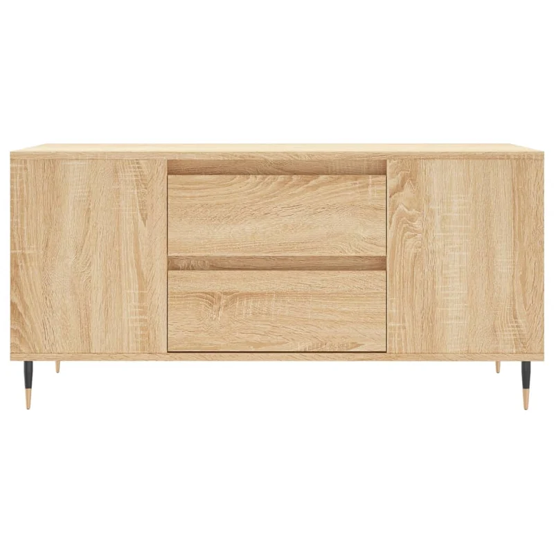 Table basse 2 tiroirs et 4 compartiments design rustique moderne 102 x 44,5 x 50 cm bois d'ingénierie et métal DEC038892