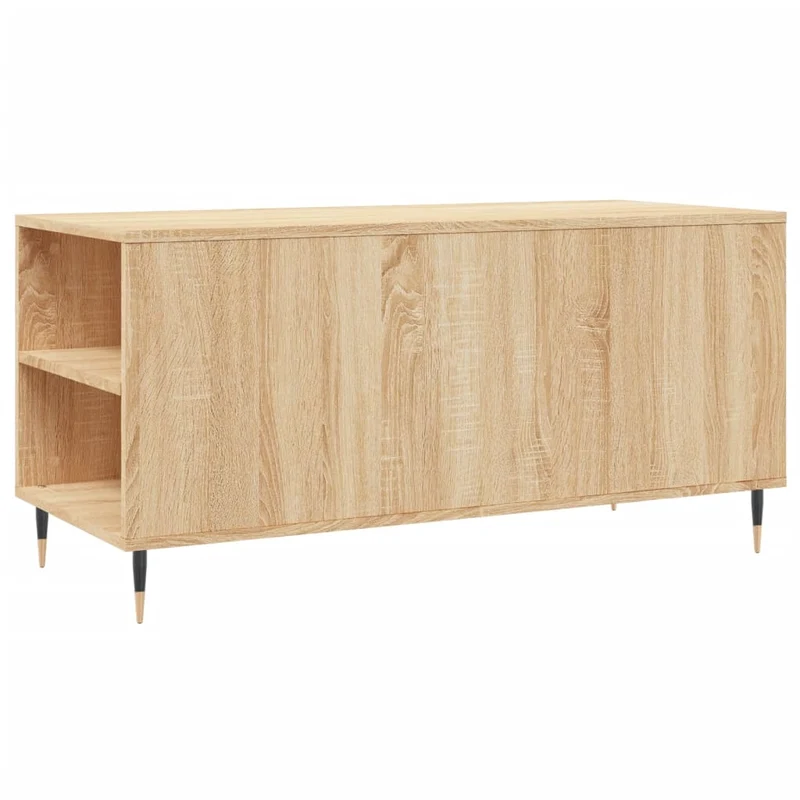 Table basse 2 tiroirs et 4 compartiments design rustique moderne 102 x 44,5 x 50 cm bois d'ingénierie et métal DEC038892