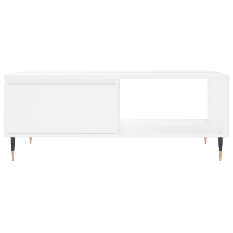 Table basse avec 2 compartiments design moderne 90 x 60 x 35 cm bois d'ingénierie blanc et fer DEC038029