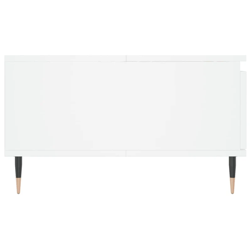 Table basse avec 2 compartiments design moderne 90 x 60 x 35 cm bois d'ingénierie blanc et fer DEC038029
