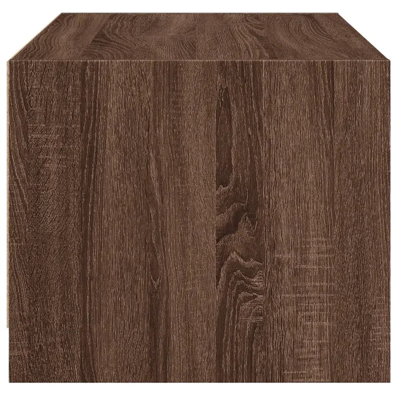 Table basse de salon design moderne avec portes en verre et MDF marron 68 x 50 x 42 cm DEC037730