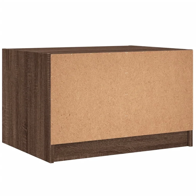 Table basse de salon design moderne avec portes en verre et MDF marron 68 x 50 x 42 cm DEC037730