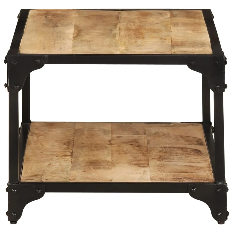 Table basse de salon design rustique industriel 90 x 45 x 35 cm bois de manguier et fer DEC037213