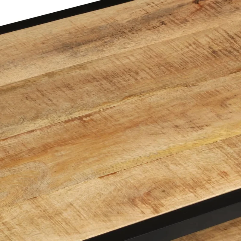 Table basse de salon design rustique industriel 90 x 45 x 35 cm bois de manguier et fer DEC037213