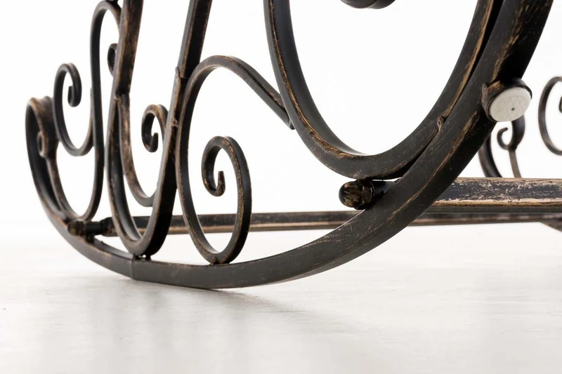 Chaise fauteuil à bascule rocking chair pour jardin en fer bronze vieilli MDJ10102