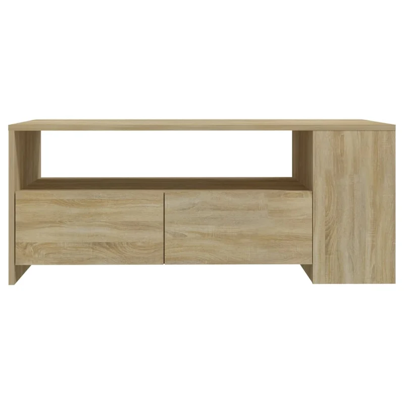 Table basse avec tiroirs design rustique 102 x 55 x 42 cm bois d'ingénierie couleur chêne DEC038915