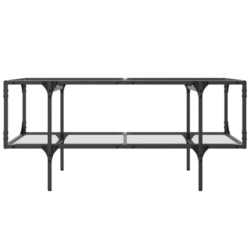 Table basse de salon design moderne avec dessus en verre transparent et acier 98,5 x 50 x 45cm DEC037380