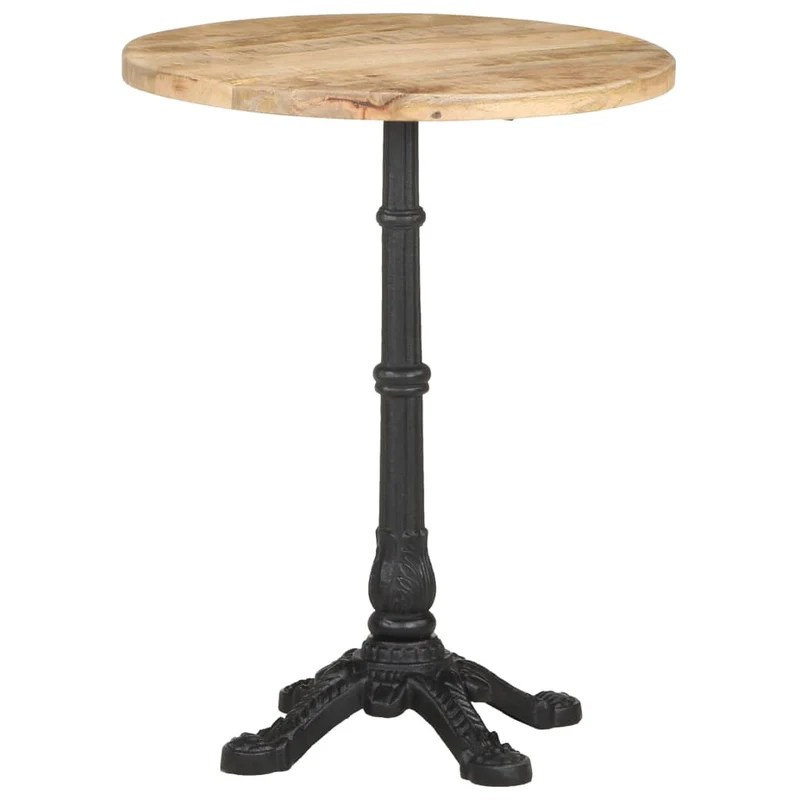 Table d'appoint auxiliaire bistro ø60 x 76 cm bois de manguier et fonte DEC036592