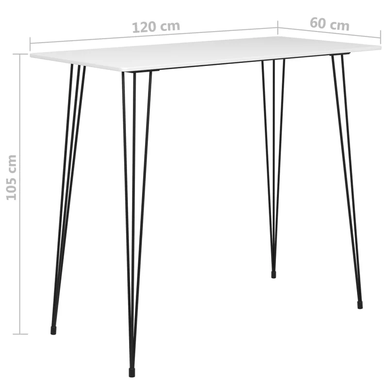 Table d’appoint multifonction style simple 120 x 60 x 105 cm MDF blanc et métal DEC036405