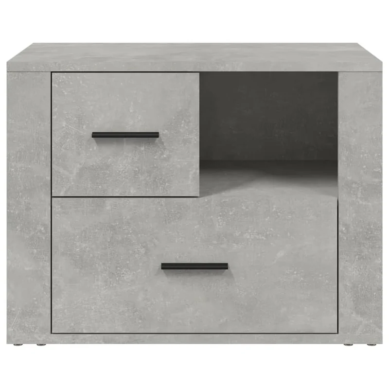 Table de chevet avec 2 tiroirs et un compartiment 60 x 36 x 45 cm bois d'ingénierie gris DEC034056