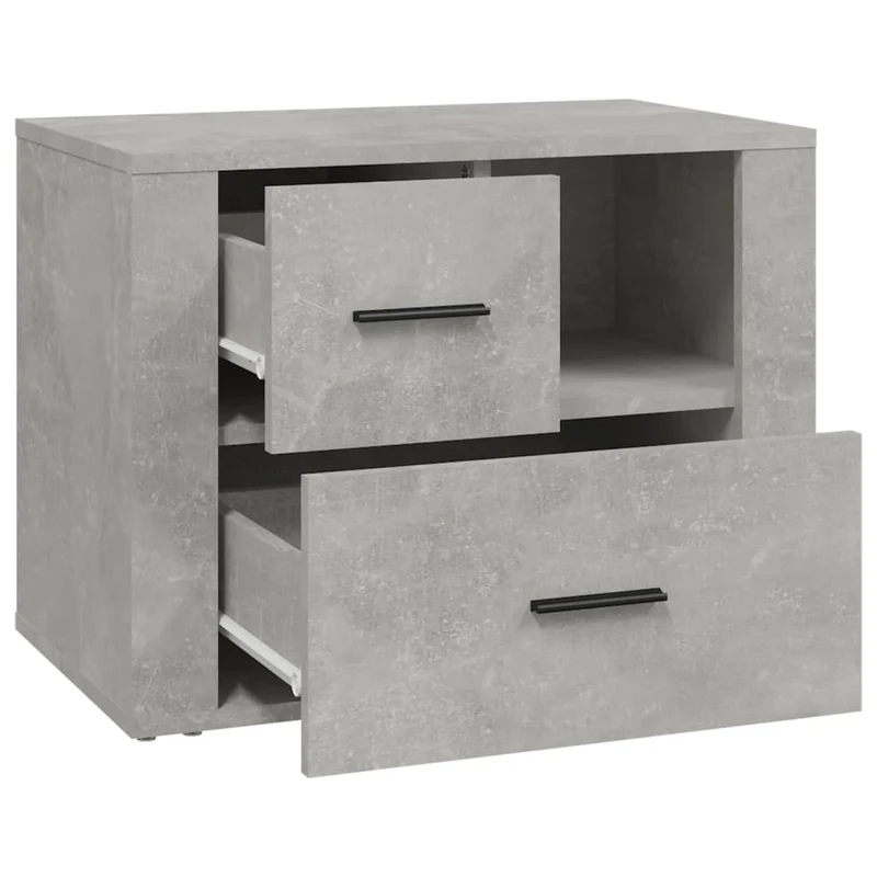 Table de chevet avec 2 tiroirs et un compartiment 60 x 36 x 45 cm bois d'ingénierie gris DEC034056
