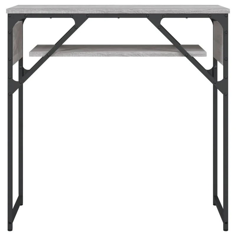 Table console avec étagère style industriel 75 x 30 x 75 cm bois d'ingénierie gris et métal DEC031656