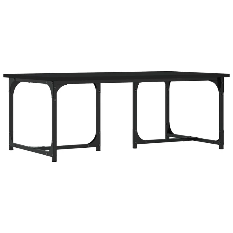 Table basse design industriel 90 x 50 x 35 cm bois d'ingénierie noir et métal DEC039818