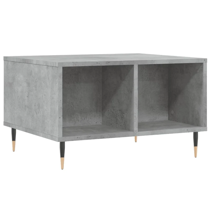 Table basse avec 4 compartiments design moderne 60 x 50 x 36,5 cm bois d'ingénierie gris et métal DEC039324