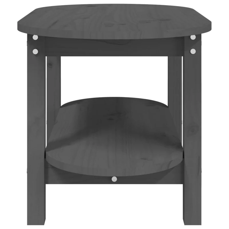 Table basse avec étagère design simple 80 x 45 x 45 cm bois massif de pin gris DEC039199