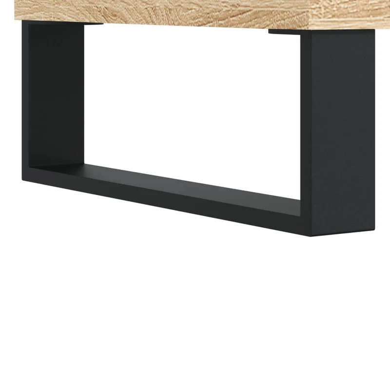 Table basse avec 2 compartiments design rustique industriel 90 x 60 x 35 cm bois d'ingénierie couleur chêne et métal DEC039071