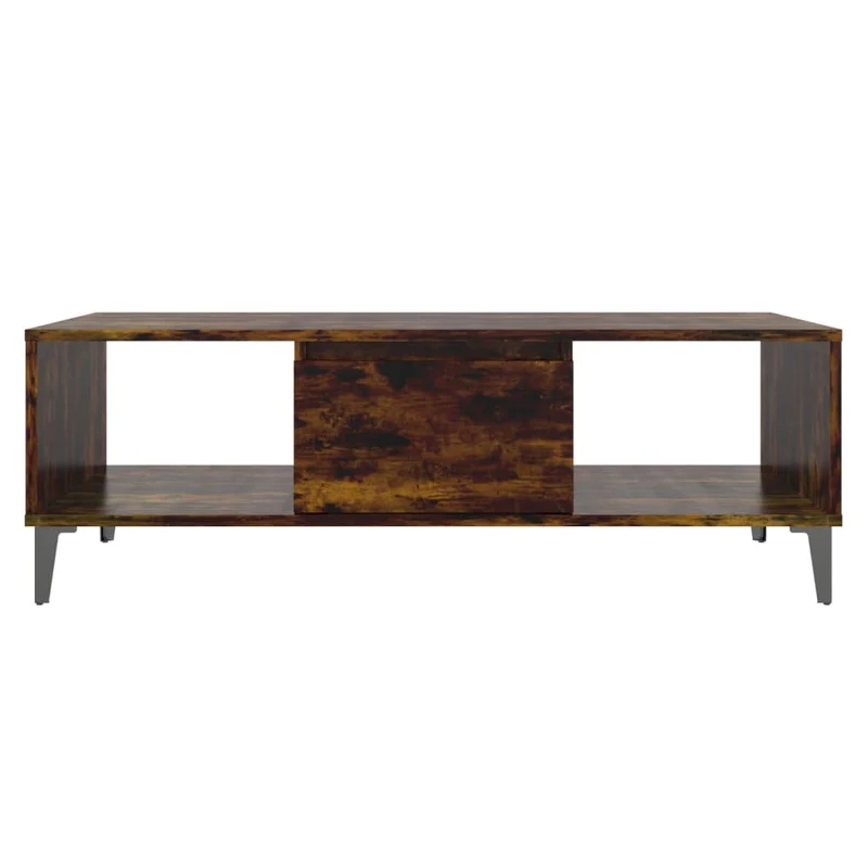 Table basse design rustique 103,5 x 60 x 35 cm bois d'ingénierie marron et métal DEC038386