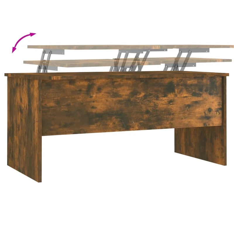Table basse avec espace de rangement design rustique 102 x 50,5 x 46,5 cm bois d'ingénierie marron DEC038358