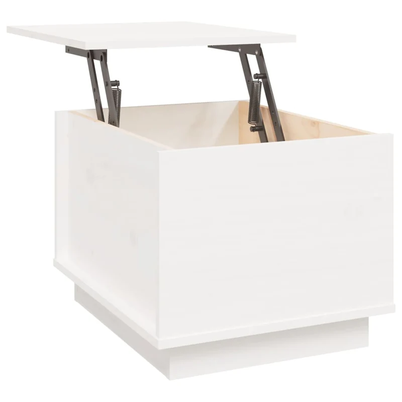 Table basse de salon avec dessus relevable design moderne 40 x 50 x 35 cm bois massif de pin blanc DEC037866