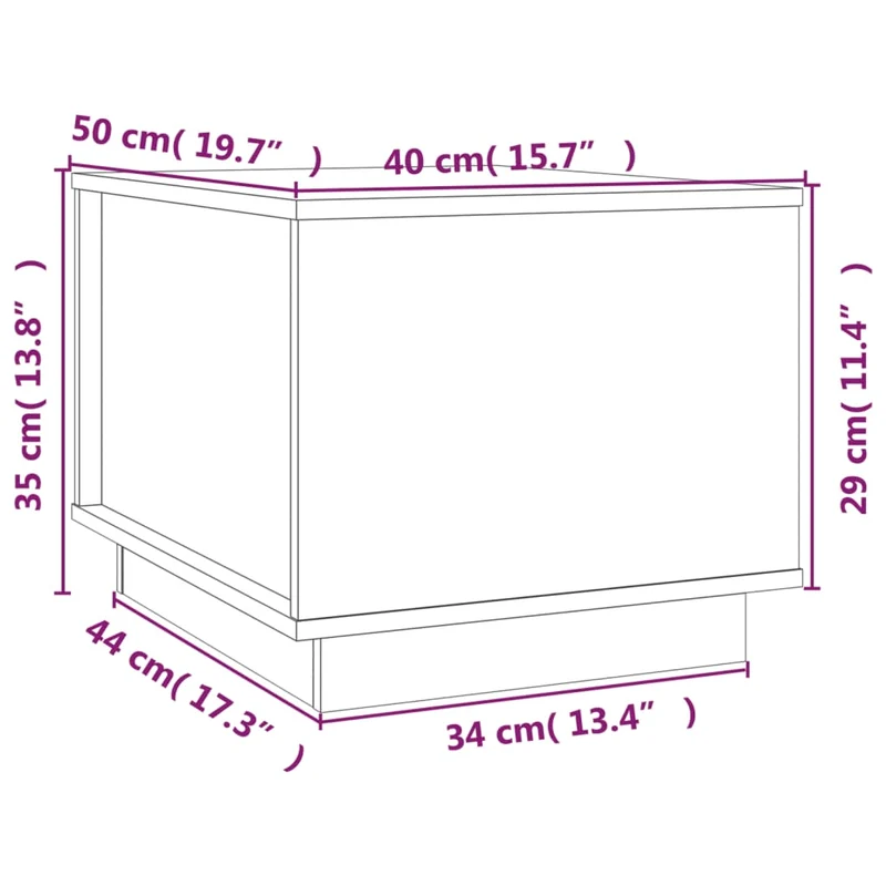 Table basse de salon avec dessus relevable design moderne 40 x 50 x 35 cm bois massif de pin blanc DEC037866