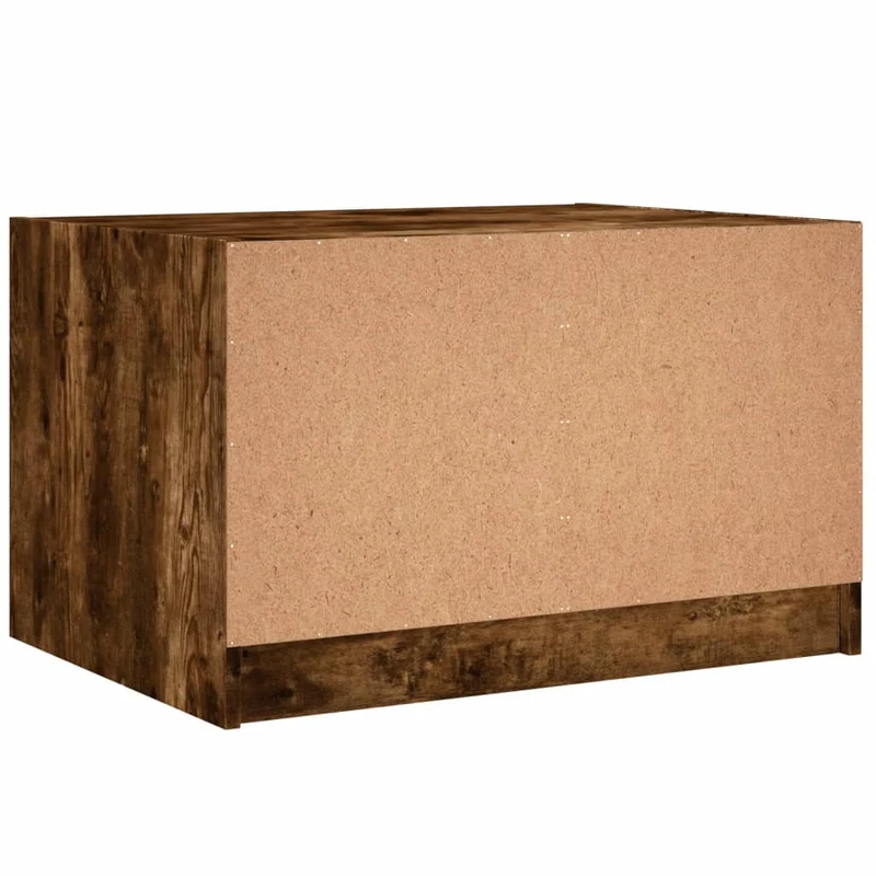Table basse de salon design moderne avec portes en verre et MDF marron 68 x 50 x 42 cm DEC037727