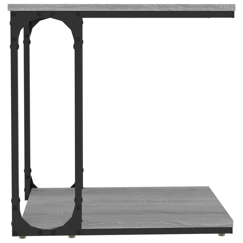 Table d'appoint bout de canapé forme de C 50 x 35 x 52 cm bois d'ingénierie gris et acier DEC032532