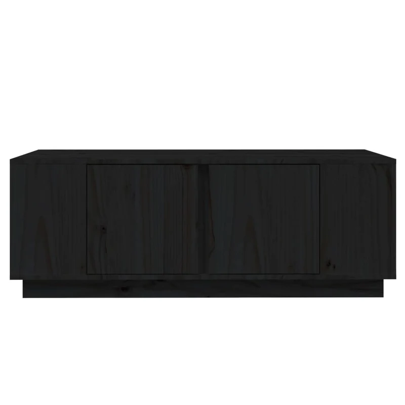Table basse avec 4 compartiments et 2 portes design rustique moderne 110 x 50 x 40 cm bois massif de pin noir DEC039625
