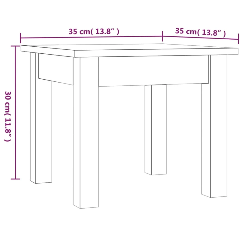 Table basse design rustique 35 x 35 x 30 cm bois massif de pin couleur marron miel DEC039477