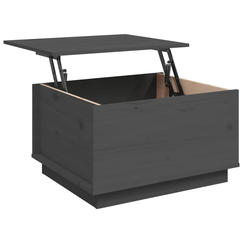 Table basse avec plateau relevable design rustique 60 x 50 x 35 cm bois massif de pin gris DEC039185