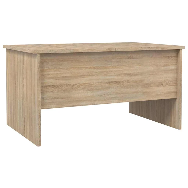 Table basse deux compartiments de rangement cachés design moderne 80 x 50 x 42,5 cm bois d'ingénierie couleur chêne DEC039000