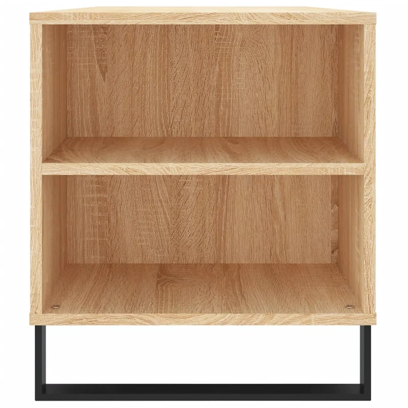 Table basse avec tiroirs et étagères design rustique moderne 102 x 44,5 x 50 cm bois d'ingénierie couleur chêne et métal DEC038890